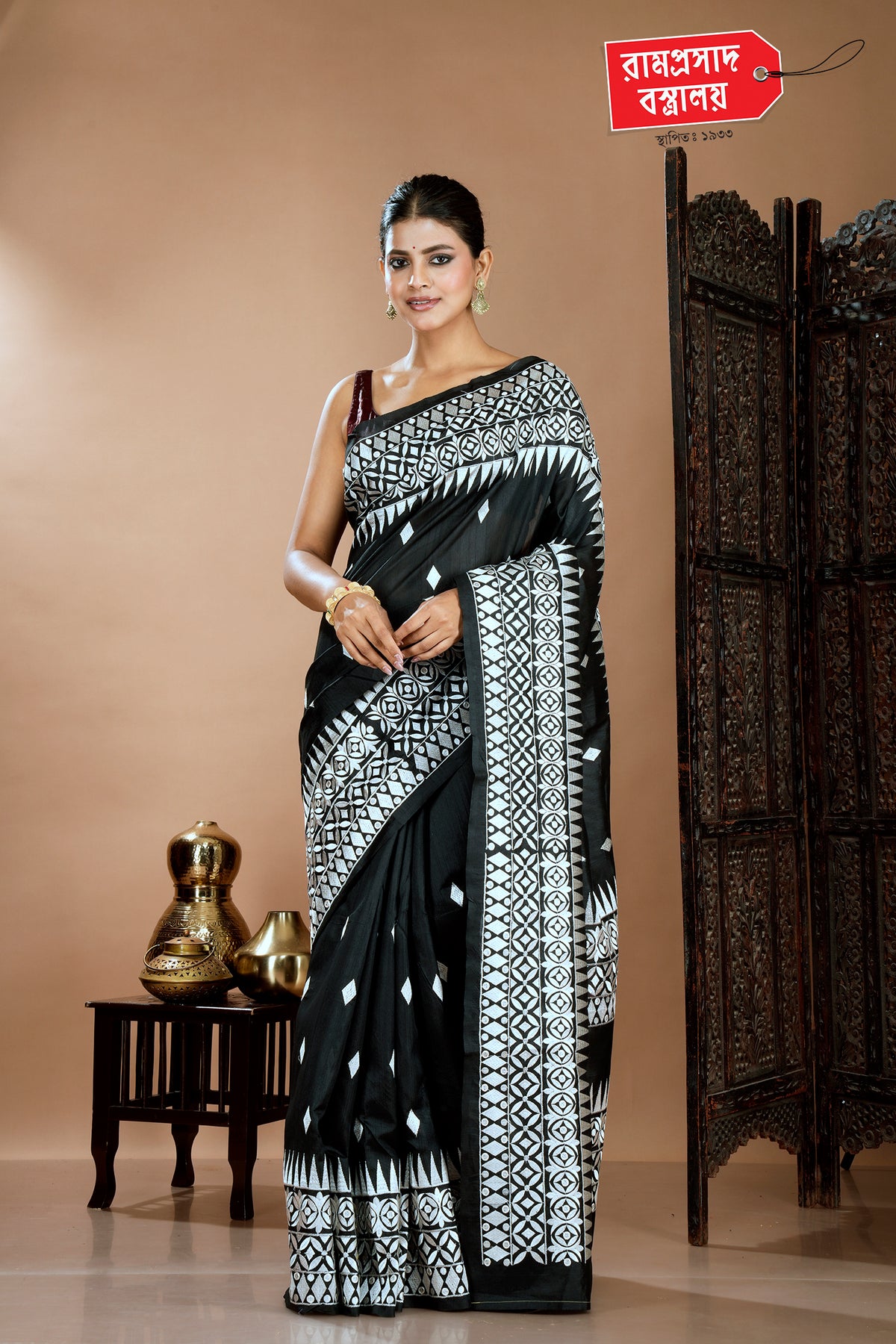BLACK TUSSAR SAREE