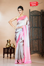 GREY SILVER TISSUE SAREE