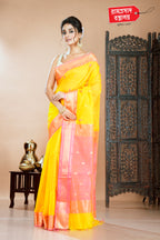 YELLOW MAHESHWARI SILK SAREE