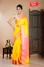 YELLOW MAHESHWARI SILK SAREE