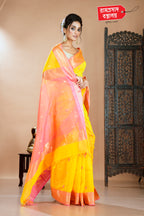 YELLOW MAHESHWARI SILK SAREE