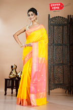 YELLOW MAHESHWARI SILK SAREE