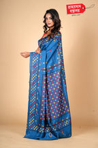 BLUE TUSSAR SAREE (SEMI TUSSAR)