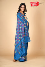 BLUE TUSSAR SAREE (SEMI TUSSAR)
