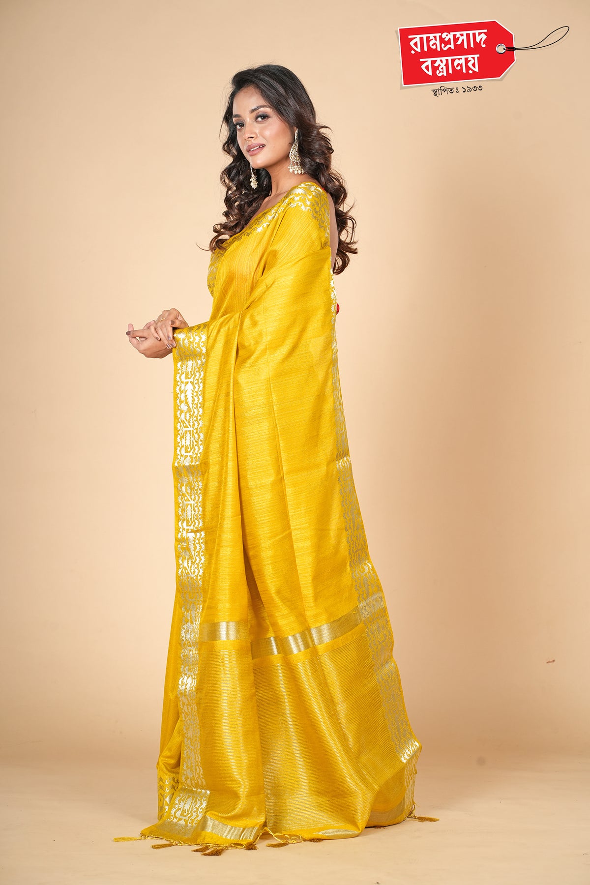 YELLOW KOSA SILK SAREE (SEMI SILK)