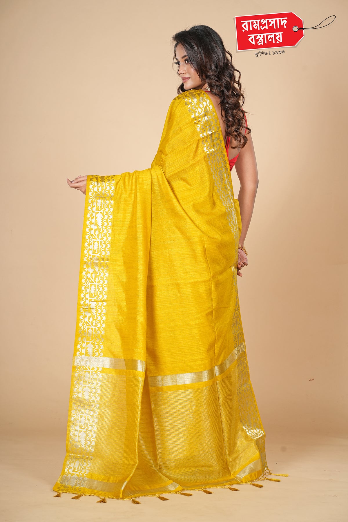 YELLOW KOSA SILK SAREE (SEMI SILK)