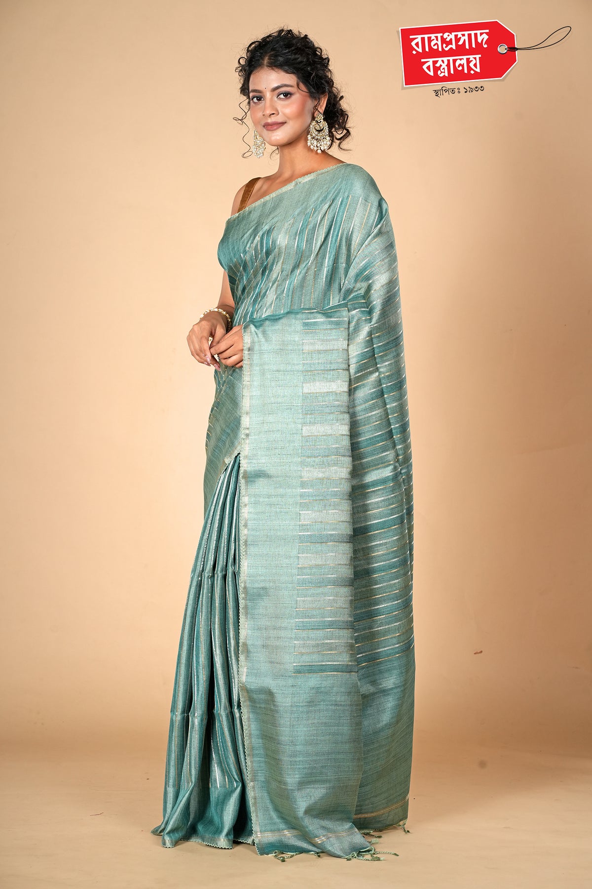 BLUE LINEN SILK SAREE