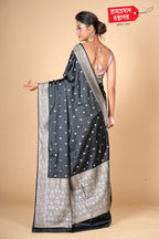 BLACK MASHRU SILK SAREE (KATAN SILK)