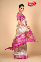 IVORY PRINTED TUSSAR SAREE