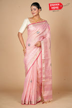PINK LINEN SILK SAREE