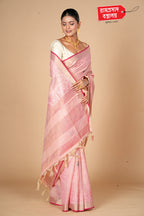 PINK LINEN SILK SAREE