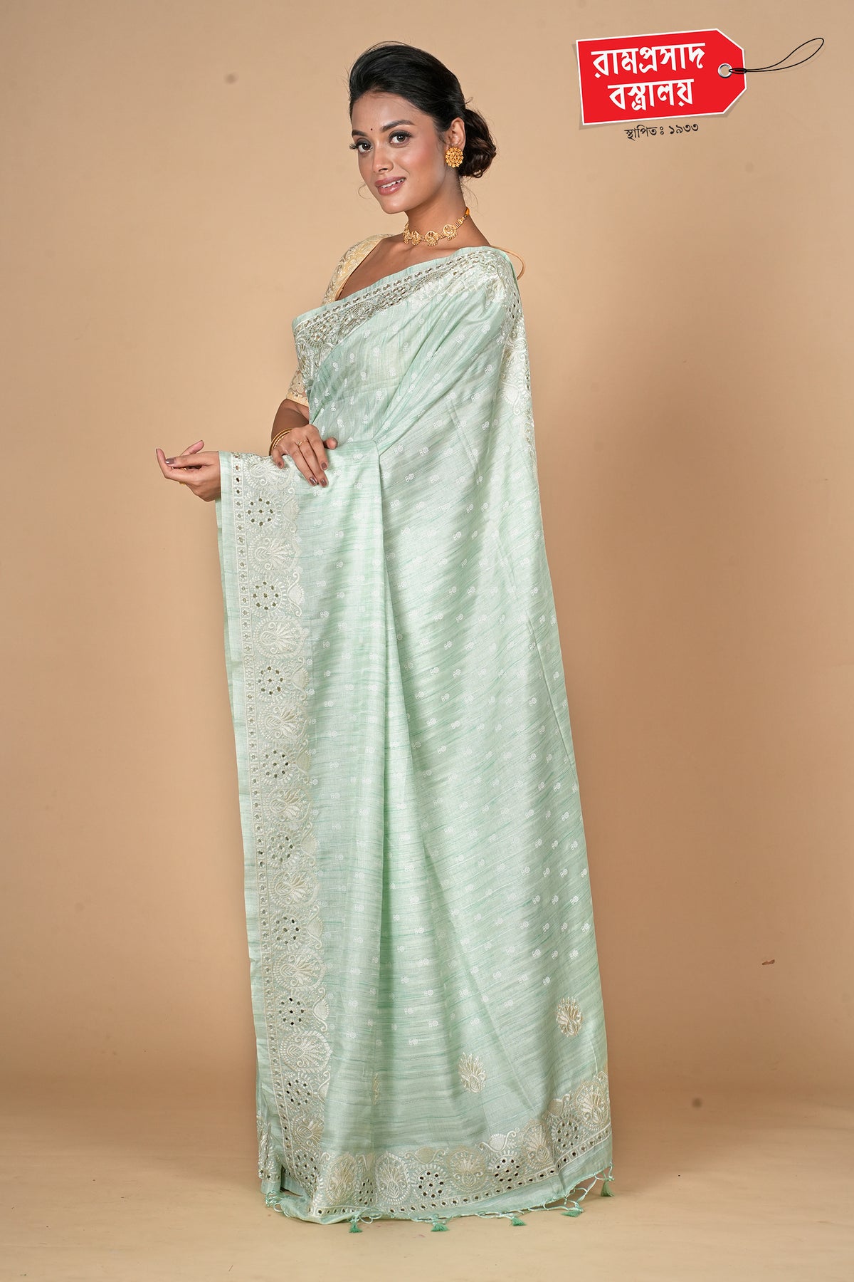 MINT BLUE SEMI TUSSAR SAREE