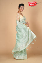 MINT BLUE SEMI TUSSAR SAREE