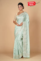MINT BLUE SEMI TUSSAR SAREE