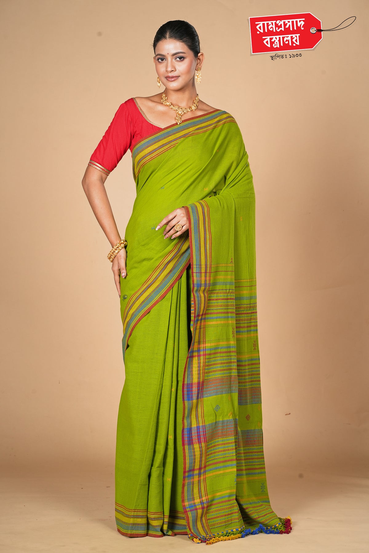 LIME GREEN KALA COTTON SAREE